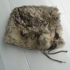 Vintage Real Fur Womens Hat Cap Unknown Brand Grey One Size